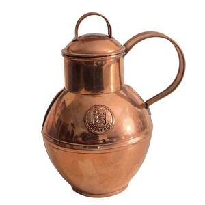 Vintage Martin's Guernsey Copper Cream Jug with Lid Embossed Crest Pitcher